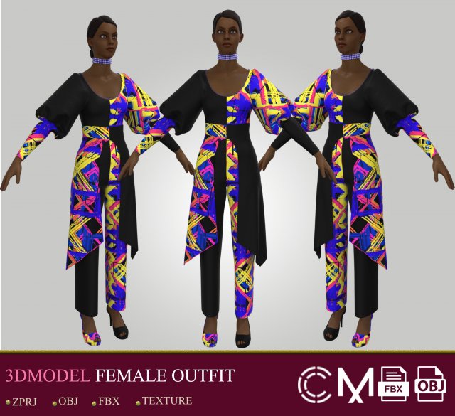 outfit female marvelous designer and clo3d 3Dモデル .c4d .max .obj .3ds .fbx .stl .blend 