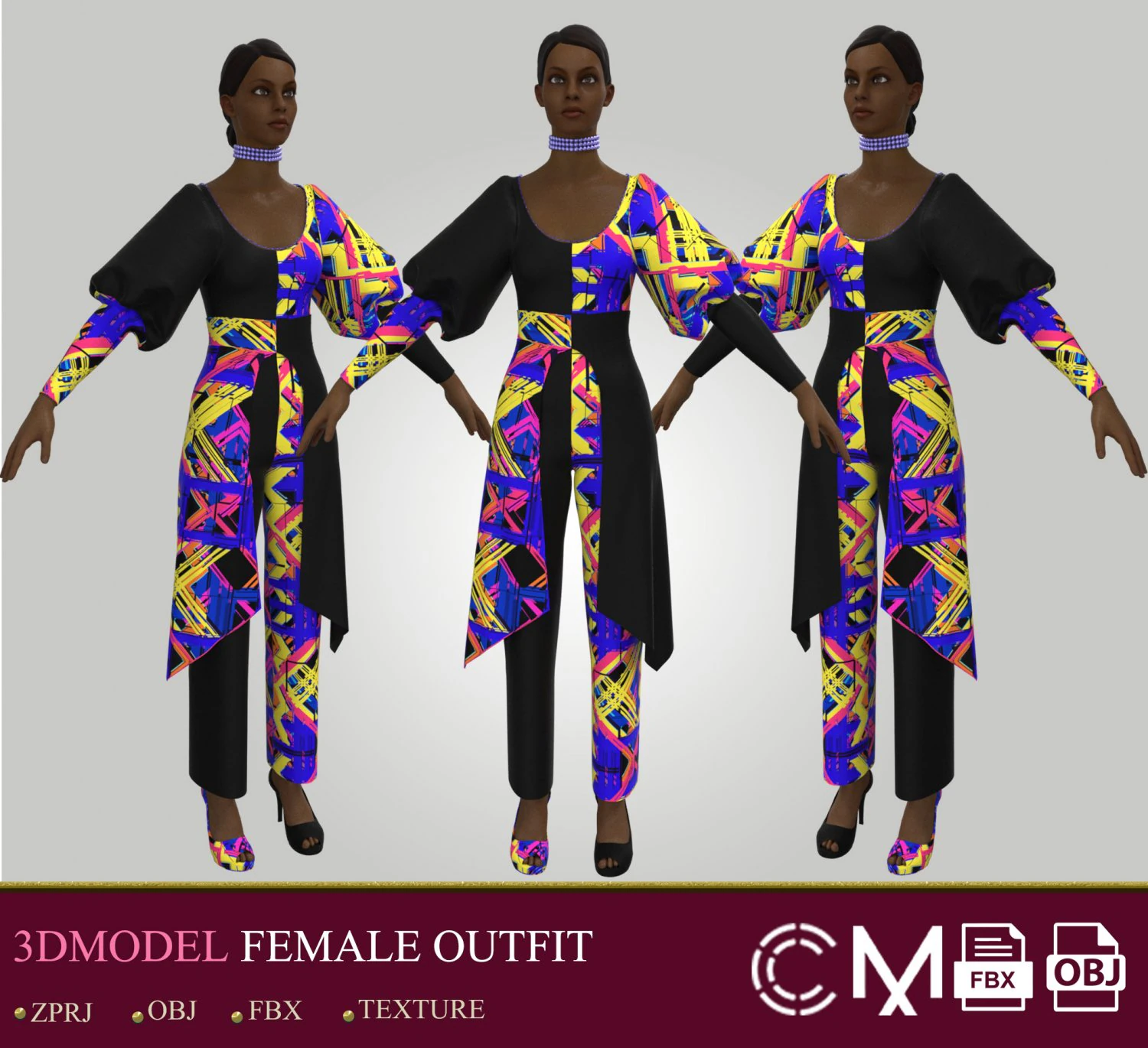 outfit female marvelous designer and clo3d 3D Model .c4d .max .obj .3ds .fbx .stl .blend