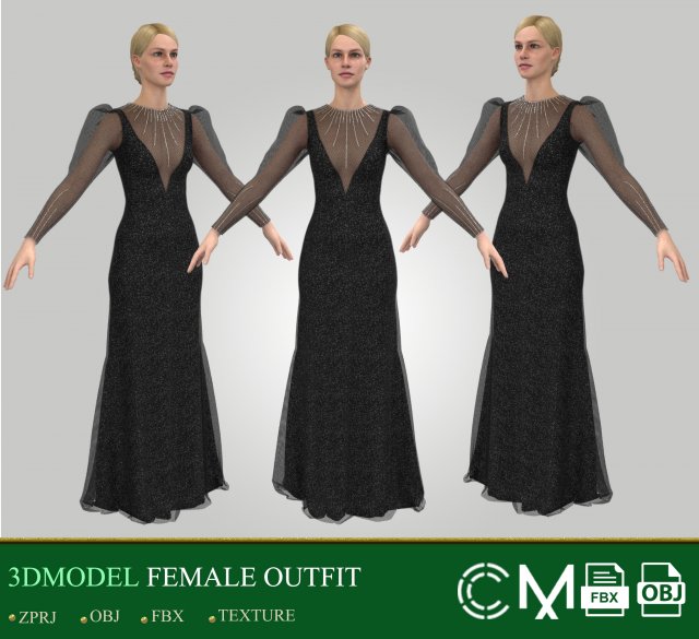 outfit female marvelous designer and clo3d 3D Modell .c4d .max .obj .3ds .fbx .stl .blend