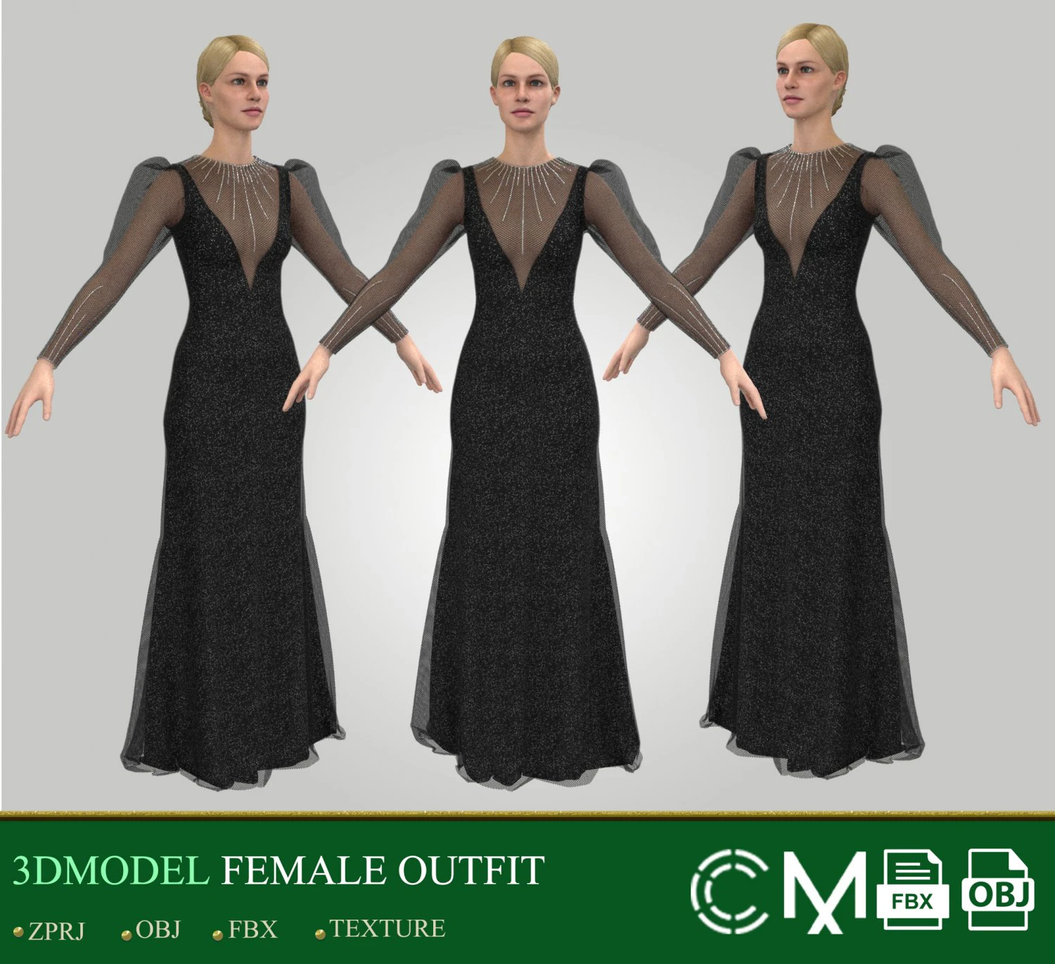 outfit female marvelous designer and clo3d 3D Model .c4d .max .obj .3ds .fbx .stl .blend