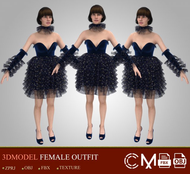 outfit female marvelous designer and clo3d 3D 모델 .c4d .max .obj .3ds .fbx .stl .blend 
