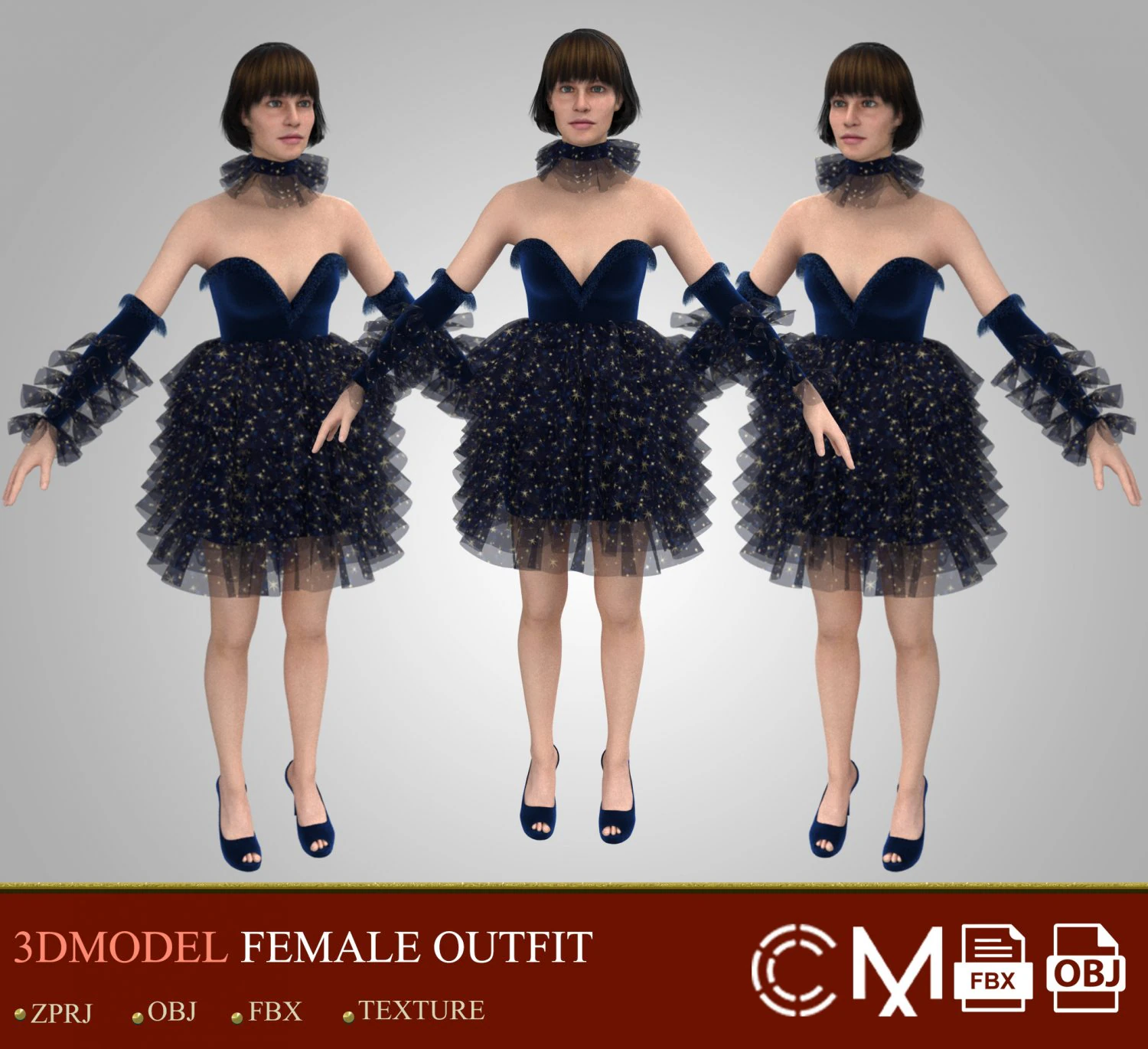 outfit female marvelous designer and clo3d 3D Model .c4d .max .obj .3ds .fbx .stl .blend