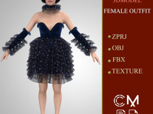 outfit female marvelous designer and clo3d 3D Model