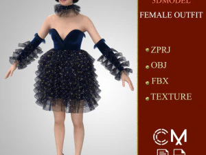outfit female marvelous designer and clo3d 3D Model