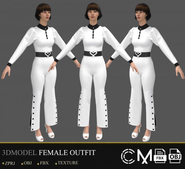 outfit female marvelous designer and clo3d 3D Model .c4d .max .obj .3ds .fbx .stl .blend