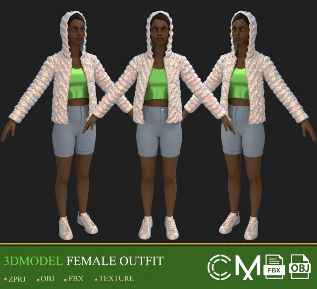 outfit female marvelous designer and clo3d 3D 模型 .c4d .max .obj .3ds .fbx .stl .blend 
