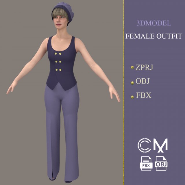 outfit female marvelous designer and clo3d 3D 模型 .c4d .max .obj .3ds .fbx .stl .blend 