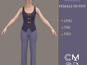 outfit female marvelous designer and clo3d 3D Model