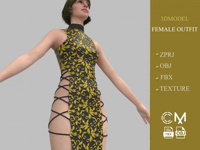 outfit female marvelous designer and clo3d 3D Model .c4d .max .obj .3ds .fbx .stl .blend 