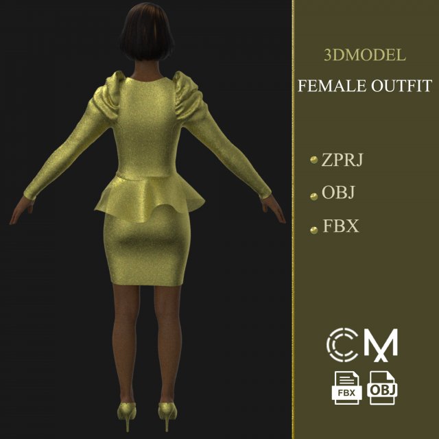 outfit female marvelous designer and clo3d 3D Model .c4d .max .obj .3ds .fbx .stl .blend 