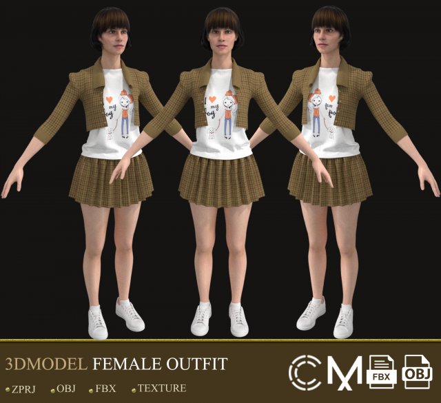 outfit female marvelous designer and clo3d Modelo 3D .c4d .max .obj .3ds .fbx .stl .blend 