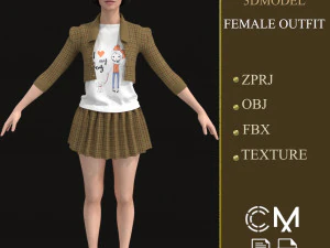 outfit female marvelous designer and clo3d 3D Model