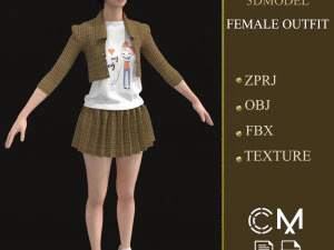 outfit female marvelous designer and clo3d 3D Model