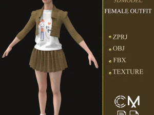 outfit female marvelous designer and clo3d 3D Model