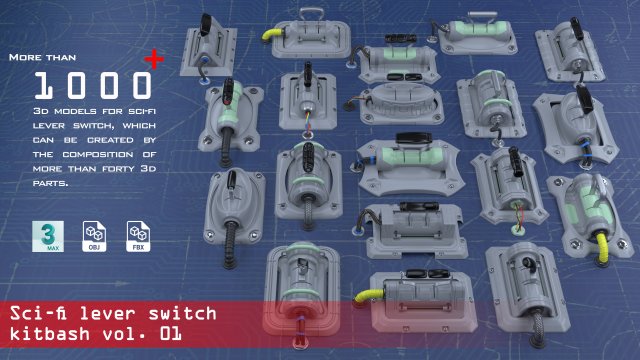 sci-fi lever switch kitbash- vol 01 3D 모델 .c4d .max .obj .3ds .fbx .stl .blend 