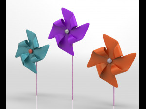 Paper windmill 3D Model