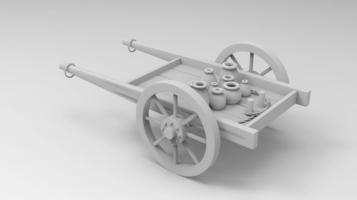 cart handcart wheelbarrow go-cart dolly agriculture farming wood 3D Model .c4d .max .obj .3ds .fbx .stl .blend 