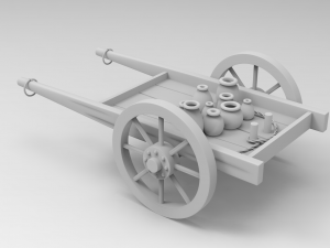 cart handcart wheelbarrow go-cart dolly agriculture farming wood 3D 模型