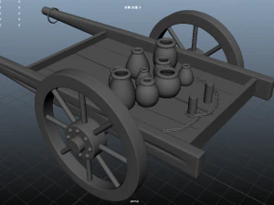 cart handcart wheelbarrow go-cart dolly agriculture farming wood 3D Model