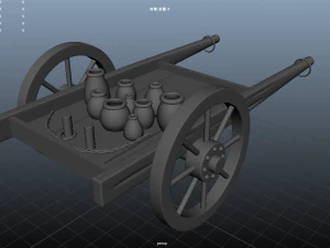 cart handcart wheelbarrow go-cart dolly agriculture farming wood 3D Model