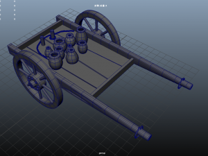 cart handcart wheelbarrow go-cart dolly agriculture farming wood Modèle 3D