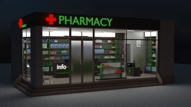 3d model pharmacy Model 3D .c4d .max .obj .3ds .fbx .stl .blend 