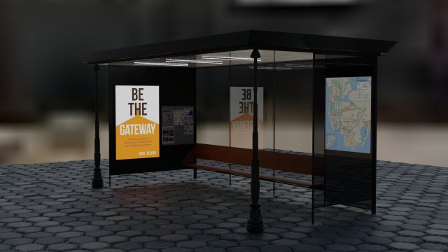 3d model of a bus stop Modelo 3D .c4d .max .obj .3ds .fbx .stl .blend 