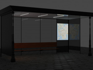 3d model of a bus stop Modelo 3D