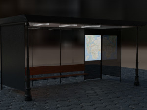 3d model of a bus stop Modelo 3D