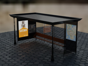 3d model of a bus stop Modelo 3D