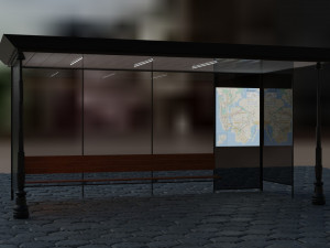 3d model of a bus stop Modelo 3D