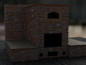 3D 모델 벽돌 난로 3D 모델