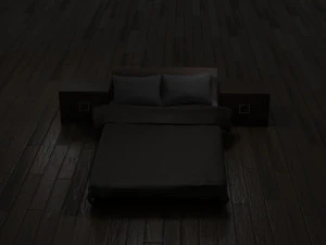 bed with nightstands in a dark style low-poly 3D Model