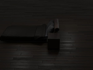 bed with nightstands in a dark style low-poly 3D Model