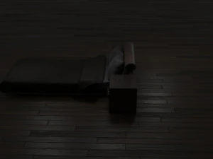 bed with nightstands in a dark style low-poly 3D Model