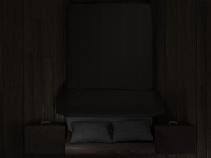 bed with nightstands in a dark style low-poly 3D Model
