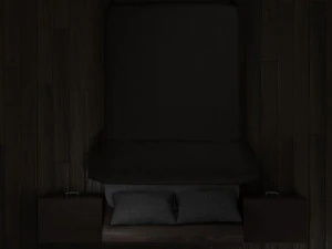 bed with nightstands in a dark style low-poly 3D Model