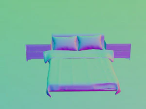 bed with nightstands in a dark style low-poly 3D Model