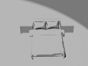 bed with nightstands in a dark style low-poly 3D Model