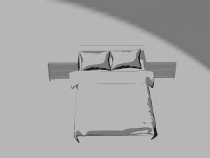 bed with nightstands in a dark style low-poly 3D Model