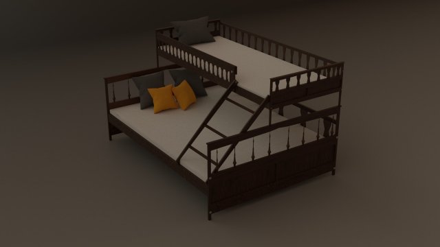 of a double bed 3Dモデル .c4d .max .obj .3ds .fbx .stl .blend 