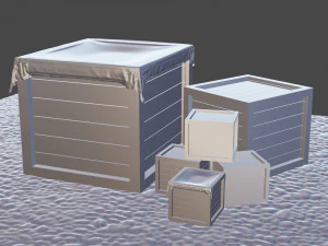 3d model wooden boxes 3D Model