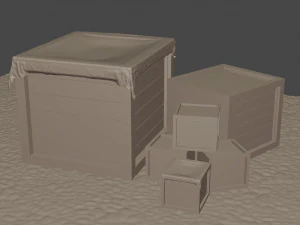 3d model wooden boxes 3D Model