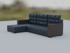 of an extended sofa in blue colors 3D Model