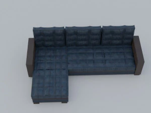 of an extended sofa in blue colors 3D Model