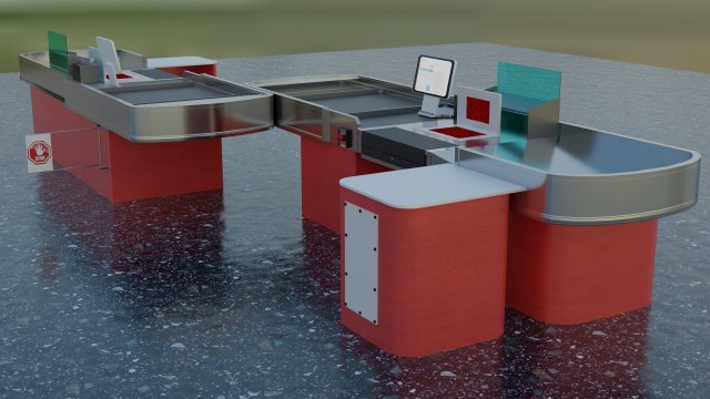 checkout model in a modern supermarket low-poly Model 3D .c4d .max .obj .3ds .fbx .stl .blend 