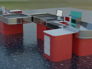आधुनिक सुपरमार्केट लो-पॉली में चेकआउट मॉडल 3D मॉडल