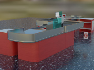 checkout model in a modern supermarket low-poly Model 3D