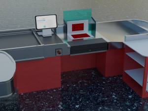 checkout model in a modern supermarket low-poly Model 3D