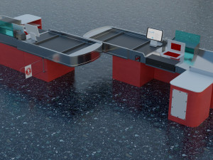checkout model in a modern supermarket low-poly Model 3D